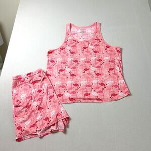 Croft & Barrow Womens 1XL Flamingo Print Matching Pajama Tank And Shorts Set